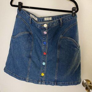 Anthropologie Button Up Denim Mini Skirt